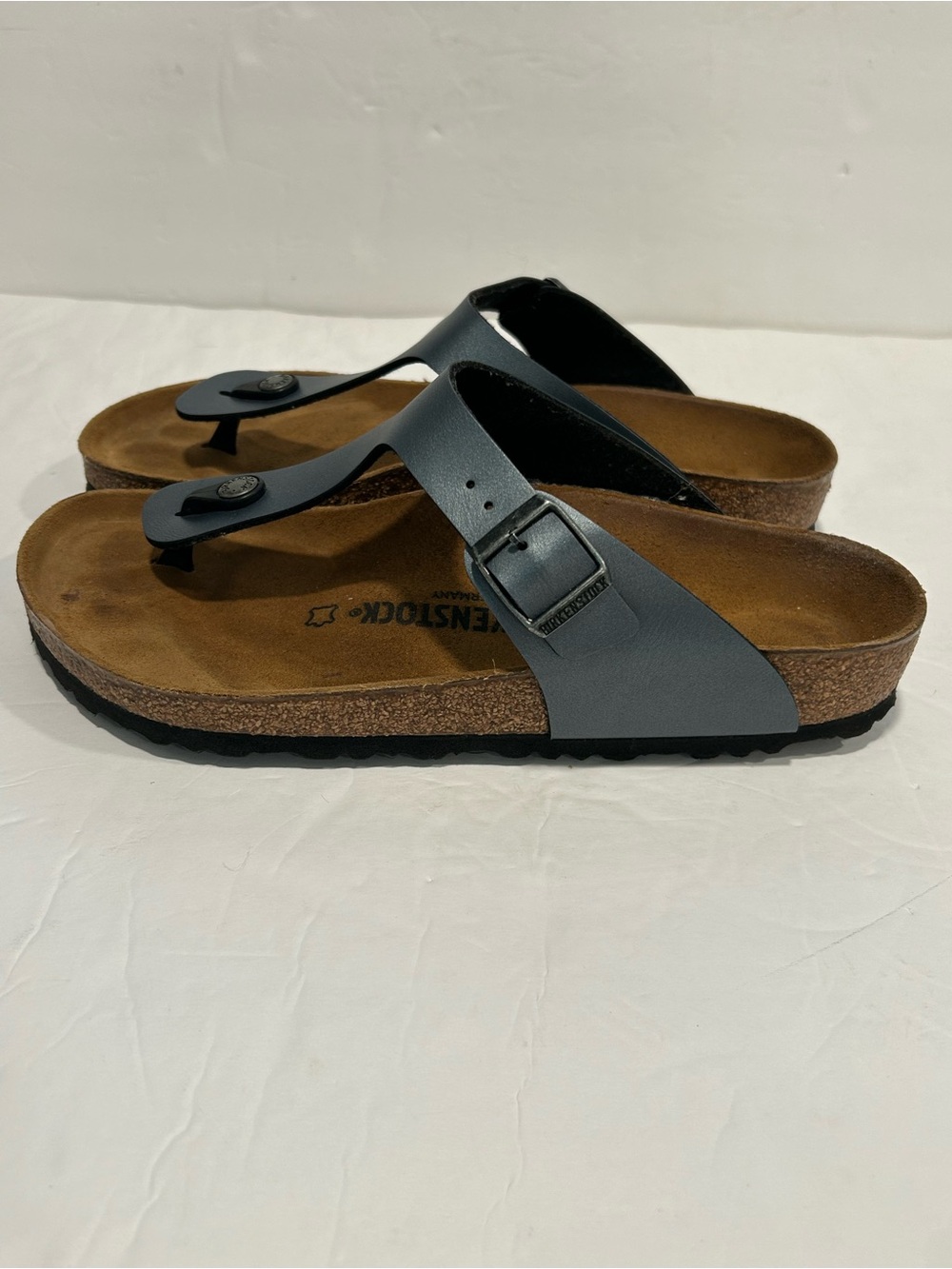 Birkenstock Gizeh Thong Sandals Gunmetal Birko-Flor Cork Footbed EU41 (Women 10) - Picture 9 of 12